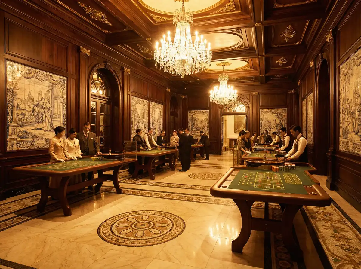 澳门赌场内部，展示经典 澳门博彩 场所的奢华装潢